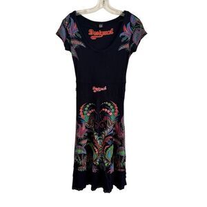 Desigual Febrero Floral A-line Short Sleeve Dress Floral Paisley Size Small